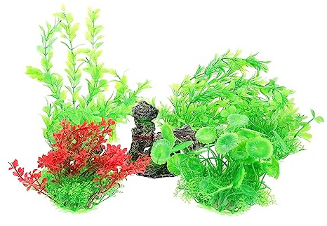 Hohopeti Simulated Water Plants Set for Aquarium Fish Tank Decoration Faux Aquatic Plants Rockery Set for Underwater Scenery