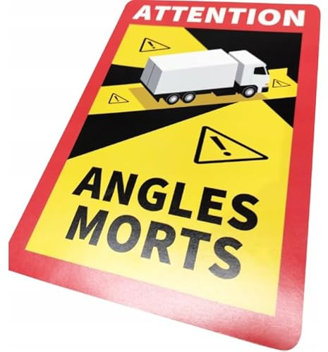 12 Stück Attention Angles Morts Etiketten selbstklebend 25 x 17 cm für LKW und Wohnwagen Warntafel Hinweiszeichen Schild Frankreich mit UV Schutz