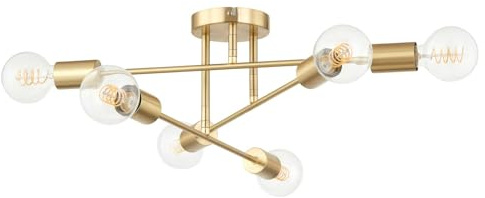 Lindby Deckenlampe Aloria (Modern) in Gold/Messing aus Metall (6 flammig, E27) - Deckenleuchte Lampe Wohnzimmerleuchte