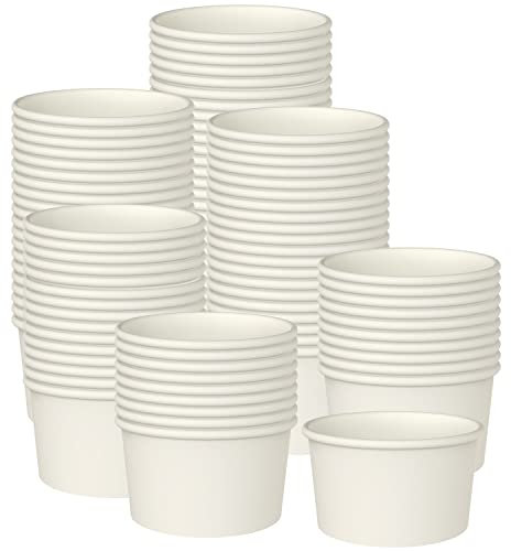 50 Pcs 9 Ounce Paper Ice Cream Cups Disposable Dessert Bowls for Hot or Cold Food, Sundae, Frozen Yogurt, Soup, White