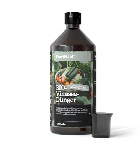 ProviPlant BIO Vinasse Flüssigdünger – Organischer Gemüsedünger für Tomaten, Salat & Co – 1 Liter Konzentrat für bis zu 200 Liter Gießwasser – Für Garten & Balkon – Made in Germany