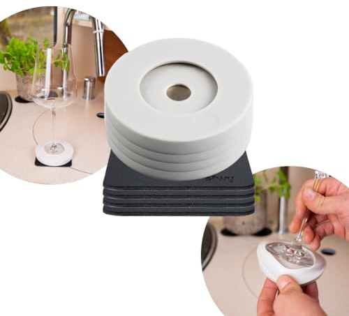 silwy® Magnet-Adapter-Set (4er-Set) für bestehende Stielgläser inkl. 4 Metall-Nano-Gel-Pads - für Weingläser, Sektgläser, Pilstulpen u.v.m. - Magnetsystem zum Nachrüsten, Magnet-Kondome für Gläser…