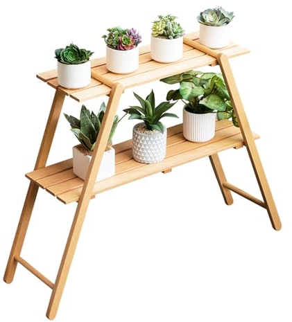 Pflanzenständer Für Den Innenbereich, Bambus, Für Den Außenbereich, Gestuftes Pflanzenregal, 2 Etagen, Blumenhalter, Leiter, Pflanzenregal Für Mehrere Tische, Blumentopfständer Für Balkon, Fenster, G