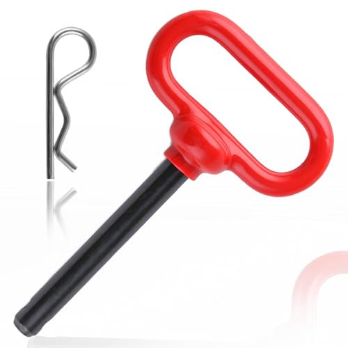 LEONTOOL Red Handle Hitch Pin Accessories for Tractors 1/2 x 3-5/8 Inch Clevis Pin Hitch Towing Hitch Pin and R-Clip for Farm, Turn Mower, Towing Cargo, Boat, RV, Car, Truck, Bike, ATV, Tractor