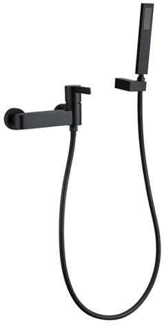 Unique Shape Matt Black Or Silver Chrome Wall Mounted Bathtub Faucet with Hand Shower (Color : Matt Black)