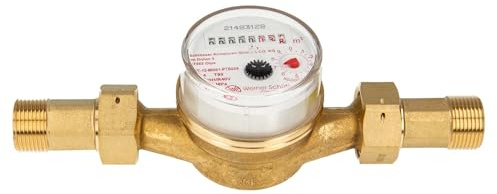 Einstrahlzähler ETK Kombi-Set (Warmwasser) bis 30 Grad Länge 130 mm, inkl. Verschraubungen 1 Zoll x 3/4 Zoll AG