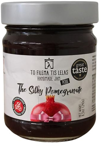 To Filema tis Lelas Mermelada de Granada 240g | Confitura casera sin azúcares añadidos endulzada con zumo de uva vegana sin gluten sabor natural saludable fruta