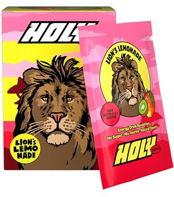 HOLY Energy Booster 10er Probier-Box 'Lion's Lemonade' mit Mango & Kiwi Geschmack Pulver | 10 Portionen mit NewCaff & Grüntee Extrakt Vegan mit 100% natürlichen Fruchtaromen