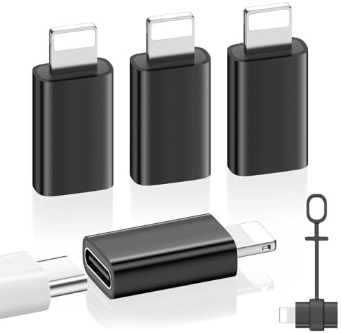 MoKo USB C auf Lightning Adapter 4Stück, Nicht für Audio/OTG,Schwarz