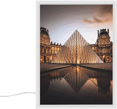 YKUDBN Acrylic LED Night Light, Louvre Museum in Paris Print Contemporary Lamp Bright Night Light Bedside Lamp Perfect for Bedroom,Bathroom Ideal Gift