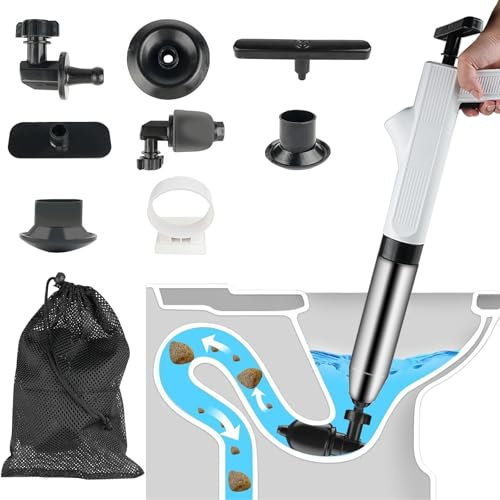 Toilet Plunger, Sink Plungers Toilet Unblocker, Air Clog Remover, Air Drain Blaster Gun, Bathroom Plunger Detachable Assembly Sewer, for Unblocking Toilet Bathtub Shower Floor Drain and Pipe Clog