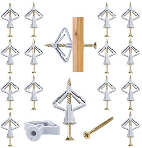 50 stück Hohlraumdübel Butterfly,Gipskartondübel mit Schrauben,Gipskarton Schrauben,Gipskartondübel für Gipskarton,Gipsfaserplatten,Betondübel,Trockenbaudübel für die einfache Montage