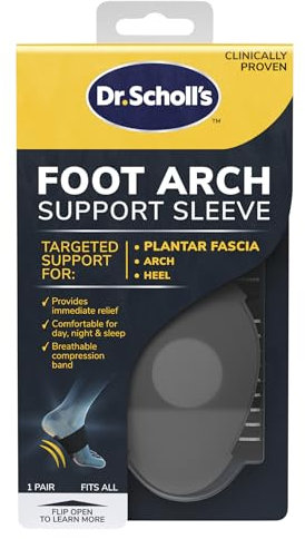 Dr. Scholl's Plantar Fasciitis Foot Arch Support Sleeve, Provides Immediate Support, Comfortable for Day, Night and Sleep, Breathable Compression Band