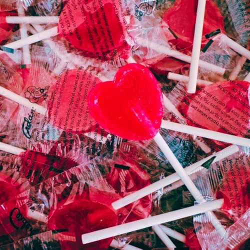 Love Heart Cherry Lollipops Pack of 30 For Party Bags or Sharing with a Loved One By Sweetish