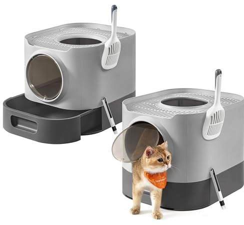 Feandrea Katzenklo 2er Set, Katzentoilette XXL, mit Deckel
