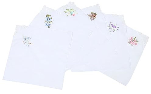 BESTYASH 6er-pack Taschentücher Mit Blumenstickerei Baumwolltaschentücher Weiße Initialen Taschengröße Zufälliger Stil