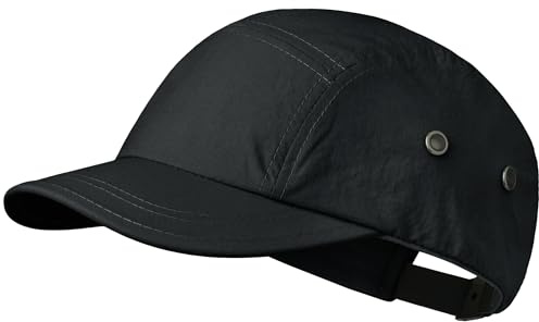 CLAPE 5 panelkeps kort brätte basebollkeps basebollkeps kort skärm män kvinnor löpning sport keps andas justerbar, Bssd2547-svart, one size