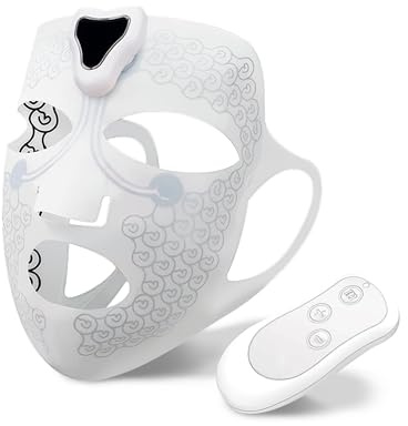 RAIREX Maschera Viso EMS Rassodante | Maschera Lifting al Silicone con Fibra di Grafene | Stimolazione Muscolare Anti-Rughe | Termoterapia 45°C | Con Telecomando