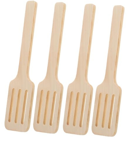 HOOTNEE 4pcs Realistic Boys and Girls Cooking Utensils Wooden Spatulas Montessori Play Kitchen Toddlers Toys Safe Pretend Play Tools