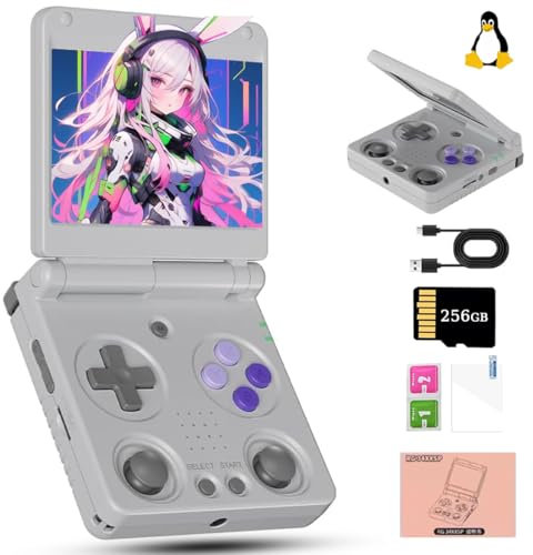 RG 34XXSP Console di gioco portatile 256 GB 11000+giochi integrati, 3.4 IPS Clamshell Linux System Retro Arcade Game Console, regalo portatile per videogiochi per adulti
