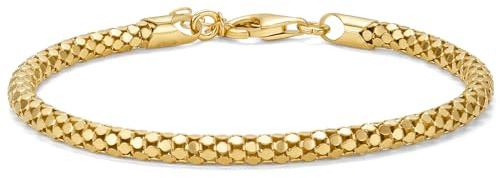 MIORE Schmuck Damen, Armband Damen Silber 18K Vergoldet, Robustes Armband Silber Vergoldet, 925 Sterling Silber, Armkette Frauen Länge 18+3 cm, Hypoallergen & Handgemacht in Italien