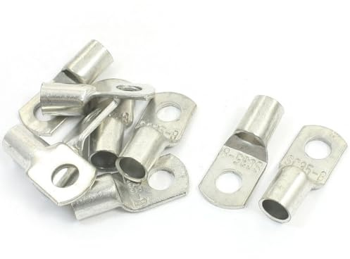 TOP-VIGOR 9Pcs 2 AWG Copper Wire Lug SC35-8, Crimp Ring Terminals Cable Lugs Bolt Hole, Battery Cable Ends Eyelets Connectors for Car Boat Auto Electrical Use