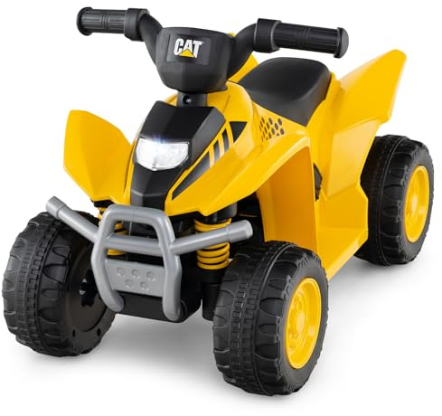 COSTWAY 6V Caterpillar Quad Électrique Enfant avec Klaxon et Lumière LED, Voiture Électrique Enfants avec Pédale et 4 Roues Antidérapantes, 2,8 km/h, Charge 25 KG pour 1,5-3 Ans, Jaune