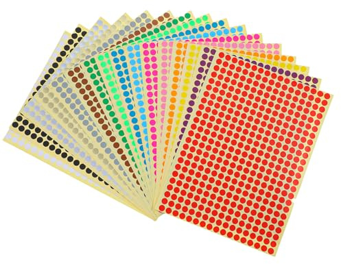 BOHUIZ 6 528 stycken färgglada självhäftande prickar, 6 mm självhäftande prickklistermärken, runda prickklistermärken, markeringspunkter för kontor, skola, kalender