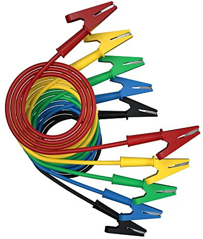 5 pinces crocodiles doubles pour fils de test électrique, câbles avec pinces entièrement isolées, fils de cuivre flexibles pour tests électriques, fils de connexion, longueur 3,3 pieds/1 m.