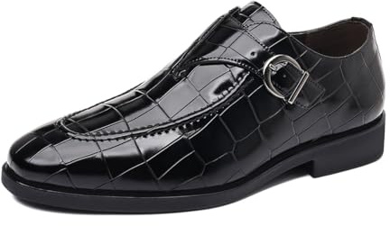 Dcbdx Män lyx bröllop skor enda monkstrap kontor promenader bröllop kontor affärer casual loafers,Black,45 EU