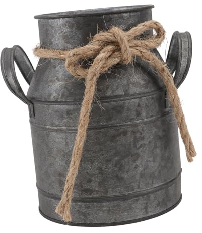 Hemobllo Pot de Fleurs en Fer Vintage Décoratif Seau à Fleurs Rétro pour Décoration de Table de Salle à Manger et Bureau, Style Européen Rustique