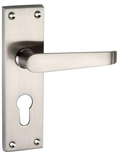 Designer Levers Victorian Straight Lever Door Handles, Satin Chrome, 1 Pair | For interior doors; euro lock door handle; zinc construction.