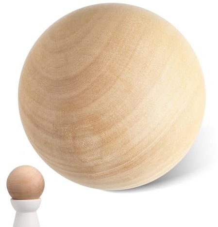 YOSADIER Palla di Legno Grezzo Diametro 9 CM Accessori per Progetti Artigianali Fai da Te Sfera Tonda Ecologica Superficie Liscia per Decorazioni e Giochi Creativi