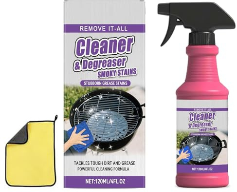 Fast-Acting Heavy-Duty Grill Degreaser Spray, 120ml BBQ Grill Cleaner for Outdoor Grills, Heavy Duty Degreaser Cleaner Spray, All Purpose Heavy Oil Cleaning Agent for Barbecue Grills (1set)