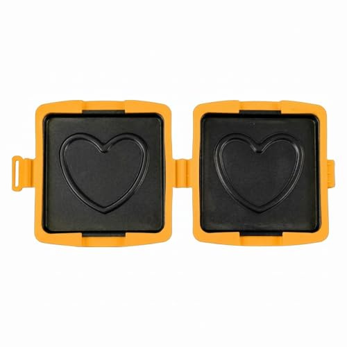 rockible Grill Sándwich Compacto Sándwichera con Tapa Portátil Bandeja Antiadherente Nivel Alimenticio, Naranja, Conexión, Corazón