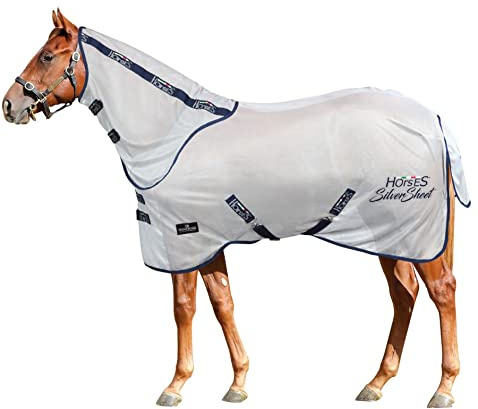 Horses, Silver Sheet Net Fliegendecke, für die Sommersaison, Reflektiert Licht und Wärme, Dichtes Netzgewebe Gegen Fliegen und Insekten, 120 cm