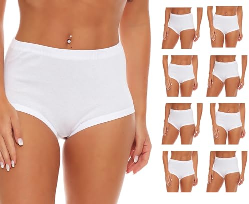 4-, 8er, 16 eller 24 pack damer slip vit 100 % kammad bomull utan kantsöm – högskuren eko Tex standard 100 – tål matlagning – torr – slät vit storlek 36/38 till 60/62