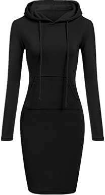 SHOBDW Mujer Liquidación Venta Sudadera con Capucha para de Color sólido Casual Fit Recta Invierno Manga Larga Tops Abrigos Chaqueta Sexy Vestidos Delgados(Negro,M)