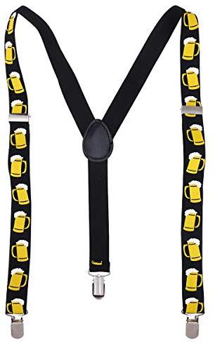 Bretelles pour Hommes Y Back Bretelles réglables avec Motif de bière Solide Clip Droit sur des de Pantalon de Travail Party Favors