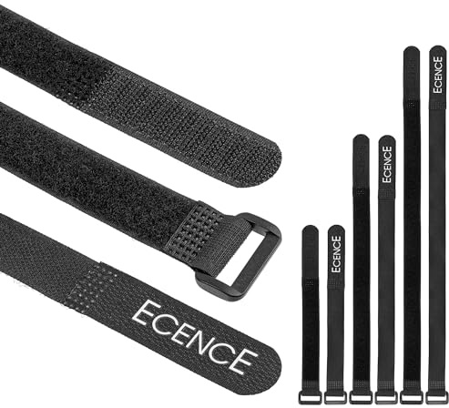 ECENCE Fascette di cablaggio riutilizzabili, Set da 25 (40/30/20 cm), Chiusura Hook e Loop in nylon per gestione e organizzazione cavi, fili, cordoni, cavi