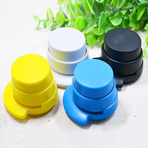 SENRISE Stapleless Stapler, 3pcs Mini Stapler Stapleless Safe Binding Binder Student Stationery for Binding Bills, Tickets Or Documents (Black/White/Blue/Yellow Send Randomly)