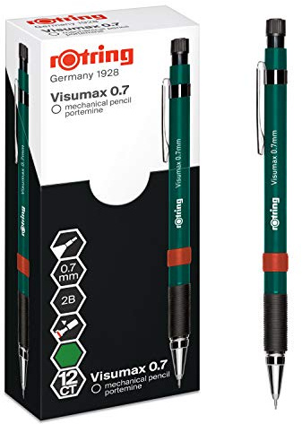 rOtring Visumax Mechanical Pencil | 0.7 mm | 2B Lead | Dark Green Barrel | 12 Count