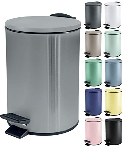 Spirella Adelar - Pattumiera da bagno, in acciaio inox, con sistema di abbassamento automatico e secchio interno, 3 l, colore: argento