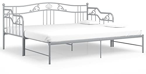 vidaXL Telaio Divano Letto Estraibile Grigio in Metallo 90x200 cm