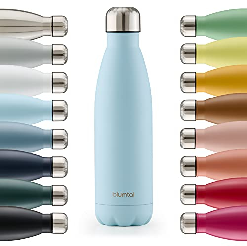 Blumtal® Borraccia termica acciaio inox Charles - borraccia termica 500 ml senza BPA - bottiglia termica a prova di perdite - borraccia 500 ml a doppia parete - in azzurro