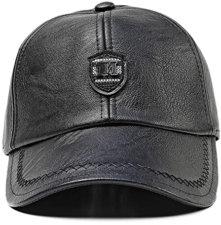 Berretto da Baseball con Visiera in PU Pelle Calda Invernale Uomo Donna Cappello da Sole Regolabile