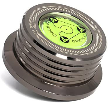 KozyOne Record Weight Stabilizer, Turntable Disc Record Stabilizer Clamp with Bubble Level for Vinyl LP Record Player (Chrome Black)