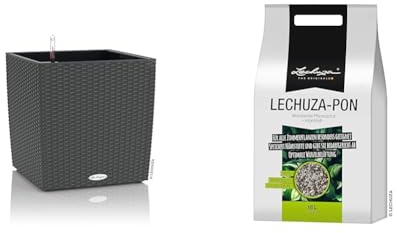 Lechuza Cube Cottage 30 Granit 15372 & PON 18 Liter Pflanzsubstrat, Neutral