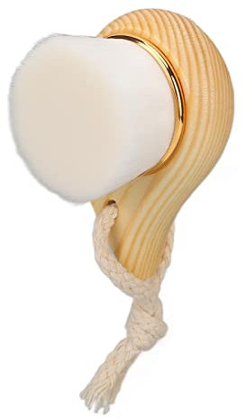 Brosse de Nettoyage pour le Visage, Manche en Hêtre, Poils en Fibre Douce, Nettoyant Manuel pour le Visage en Bois avec Anneau de Suspension, Exfoliant Doux, éliminant les Points Noirs