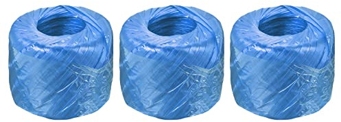 sourcing map Lot de 3 ficelles en polyester et nylon pour emballage de jardinage, travaux manuels, longueur totale de 450 m, bleu